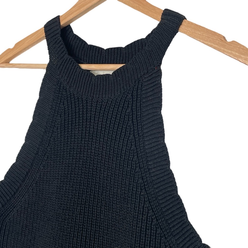 Altar’d State Black Scalloped Edge Sleeveless Sweater Size Large High Neck